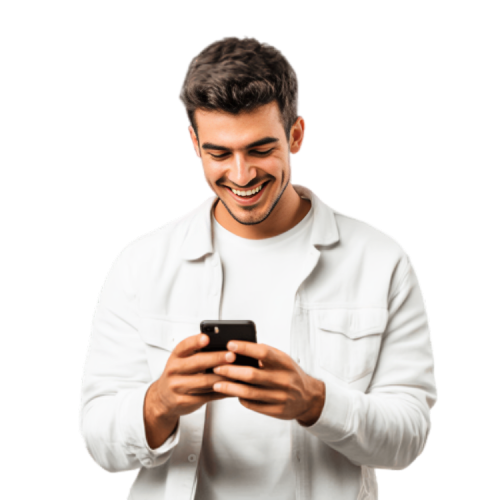 A young man using his mobile to sign up with Metapro Investment - a global online trading broker